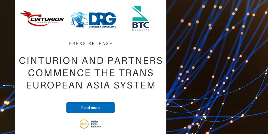 iMillerPR's tweet photo. #Cinturion and Partners (DRG Undersea Consulting and @BTC_Networks_SA) Commence the Trans European Asia System to help foster the the latest #technologysolutions.

Read the full #pressrelease: https://t.co/S3n2uobkAy https://t.co/i1s0ewGFES