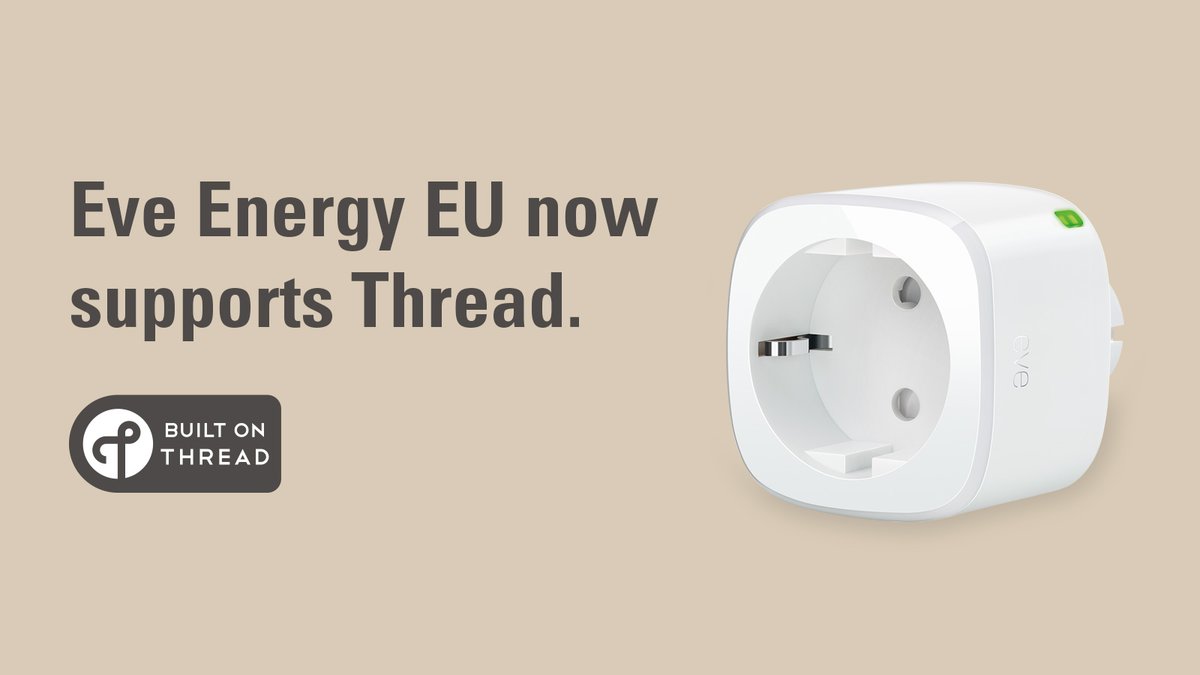 meeteve's tweet image. Great news! The current generation of Eve Energy EU now also supports Thread. Just go to the settings in the Eve app and download the latest firmware update. 

More: evehome.com/thread
