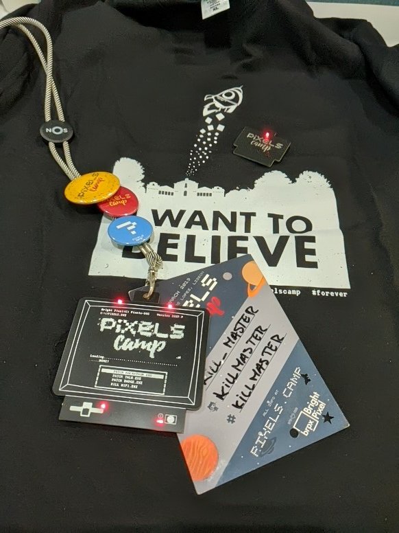 kill_master's tweet photo. Hey @pixelscamp, my t-shirt arrived! Thank you @Af0nsus for the awesome badges! #pixelscamp #forever https://t.co/EJUCxJsNtp
