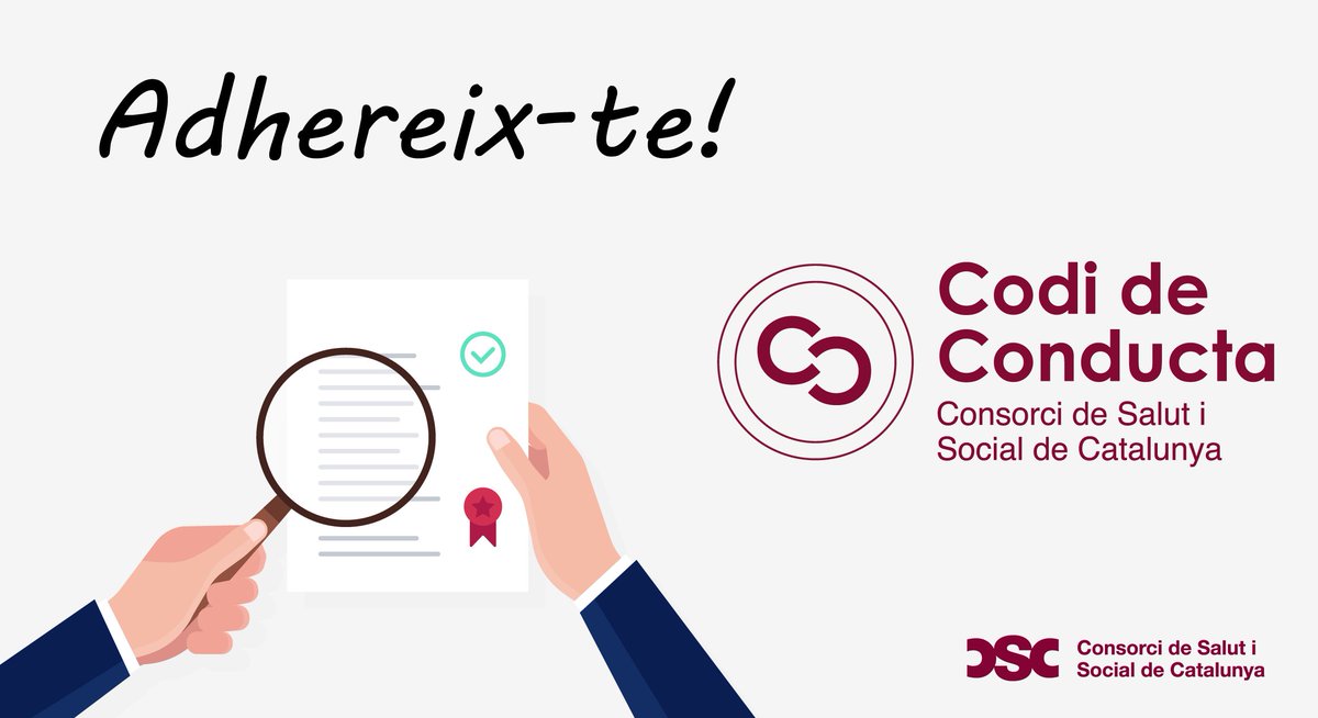 🆕📕 El #ConsorciCSC posa a disposició de totes les entitats el #CodideConductaCSC per al tractament de dades personals en l'àmbit sanitari aprovat per <a href="/apdcat/">Autoritat Catalana de Protecció de Dades</a> 📄🔒.

🔗 Descarrega't el codi i adhereix-te! 👉 bit.ly/CodideConducta…