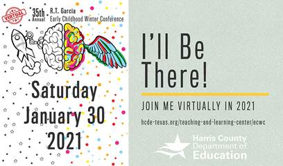 ECSE_pfe's tweet photo. #ECWC21 is HCDE’s 35th Annual Conference – and this year, it’s going virtual! Join us from the comfort of your home or office and earn professional learning credit. Learn more at https://t.co/uXvhNb7a2o https://t.co/yGuK0CkORY