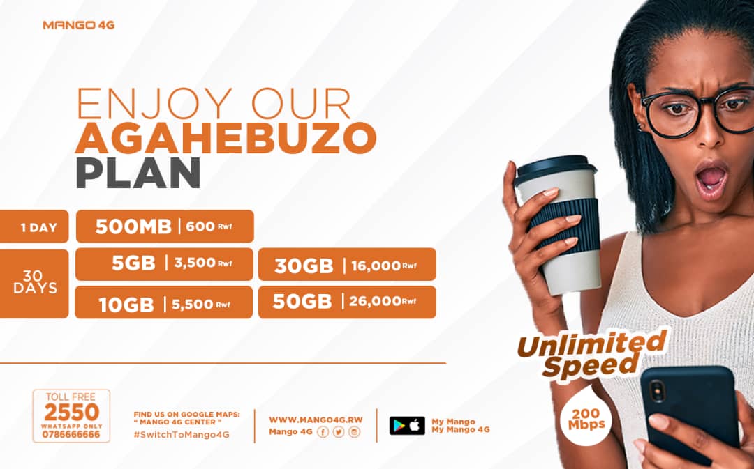 Mango4G's tweet image. As we come close to stepping into a new year, keep in touch with your friends from a distance with super fast and stable internet! Grab your AGAHEBUZO pack by dialing *900# on your phone, Topping up via our website, My Mango App or LTE RWA App.#Mango4G #Agahebuzopacks #MUEP #MUIP