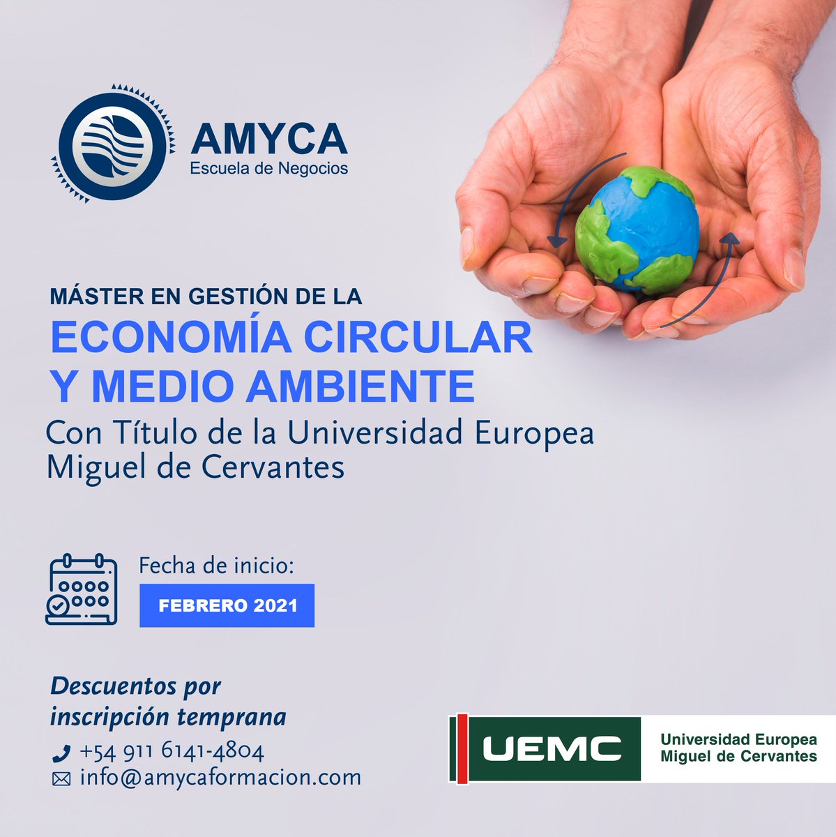 in_sustentable's tweet photo. Máster Ejecutivo en Gestión de la #EconomíaCircular y #MedioAmbiente de @AMYCA_informa, título propio de @UEMC
Beneficio comunidad: 15% de Descuento hasta el 30/12

Solicitá info y accedé al descuento escribiendo a: info@amycaformacion.com con asunto: “Lean In Argentina” https://t.co/iEDuL7XJo3