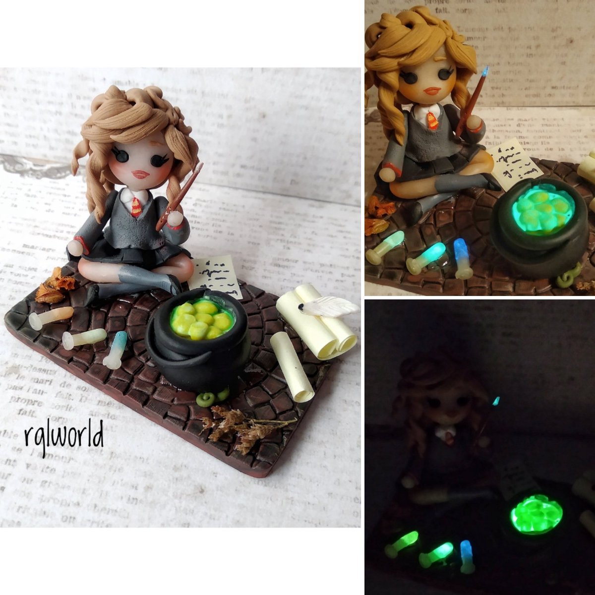 Good morning! Today I show a magic and special post. She glows in the dark. Look at all the details of her potion's materials.
#polimerclay #handmade #art
