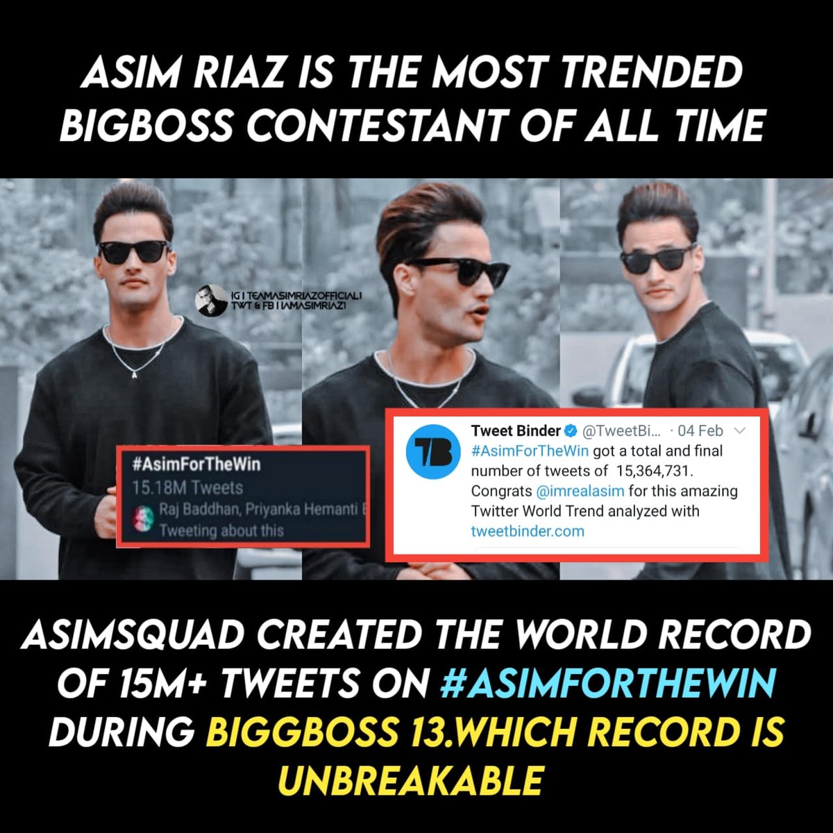 IamAsimRiaz1's tweet photo. Numbers don't lie bro 👊🔥❤

We created history during #BB13 &amp; proud fans of @imrealasim 👑

#AsimRiaz | #TeamAsimRiaz | #Unstoppable | #AsimSquad | #Record https://t.co/88gjSb5u2x