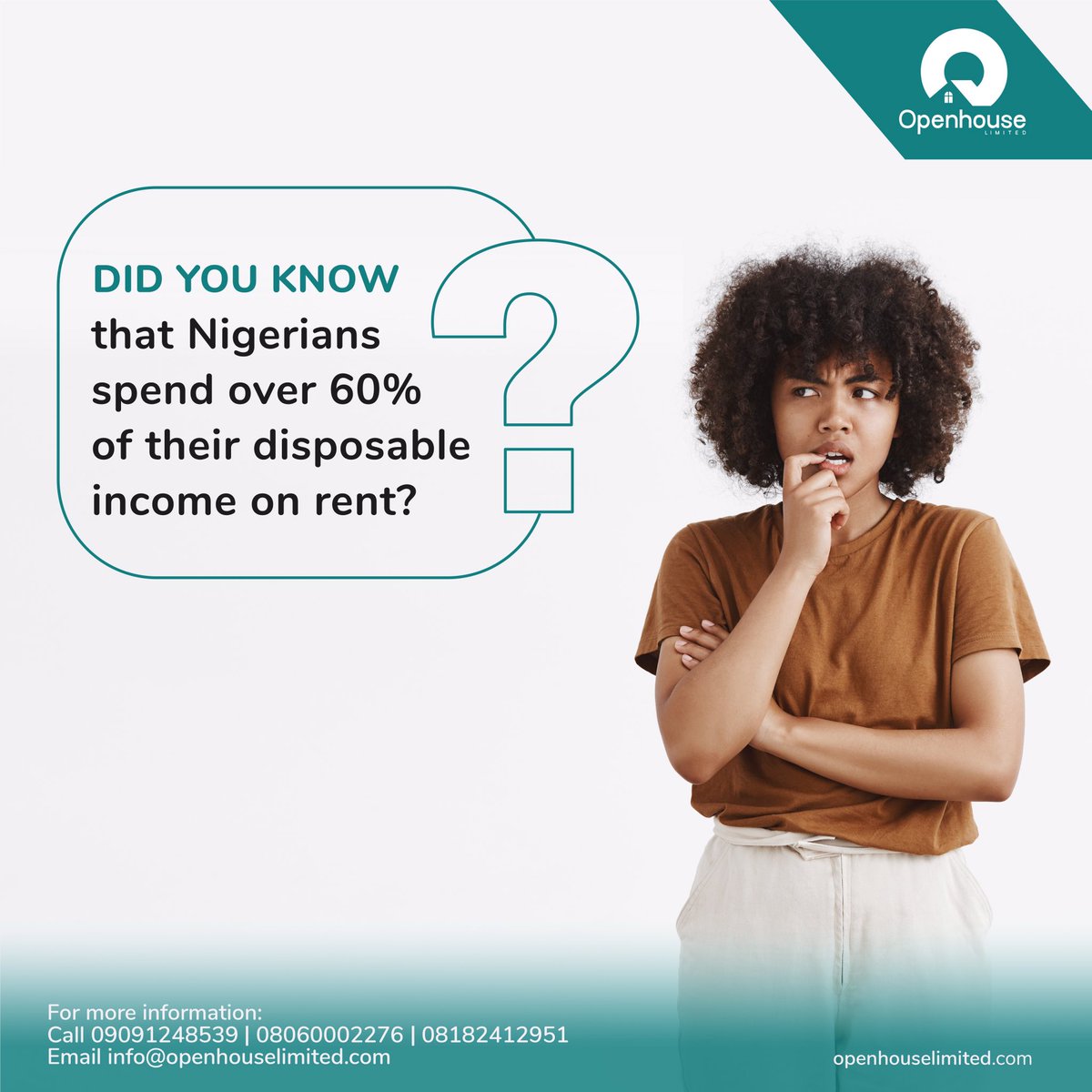 OpenHouseNG's tweet photo. #DidYouKnow that Nigerians spend over 60% of their disposable income on rent? ๐คฏ
With our help, you don't need millions to buy a home!๐ก
-
For more โน๏ธ
๐ฒ 09073808605/08060002276
๐ง info@openhouselimited.com
Visit https://t.co/8IfQhbhpZE
#RealEstate #OpenHouseLimited https://t.co/HvVri0cgFG
