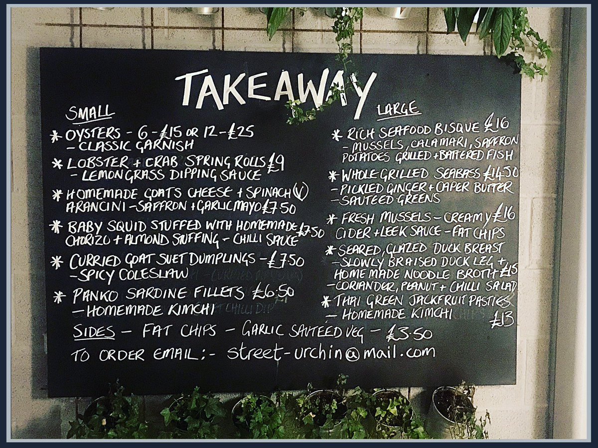 Christmas Eve takeaway menu, if you’d like to preorder email us at info@street-urchin.co.uk