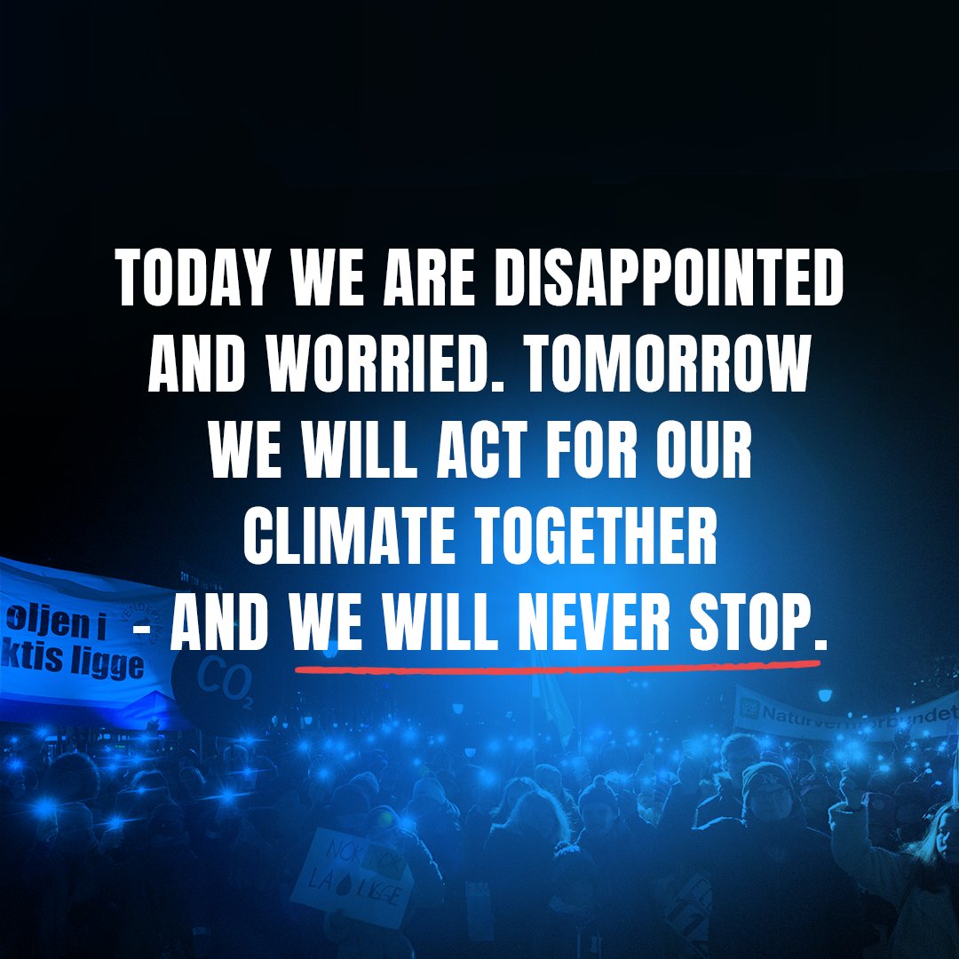 Greenpeace's tweet image. We are outraged but we will act for our climate together - and WE WILL NEVER STOP.

RT if you are with us! 🙌

#PeopleVsOil #PeopleVSArcticOil #Climatecrisis #Norway #Arctic