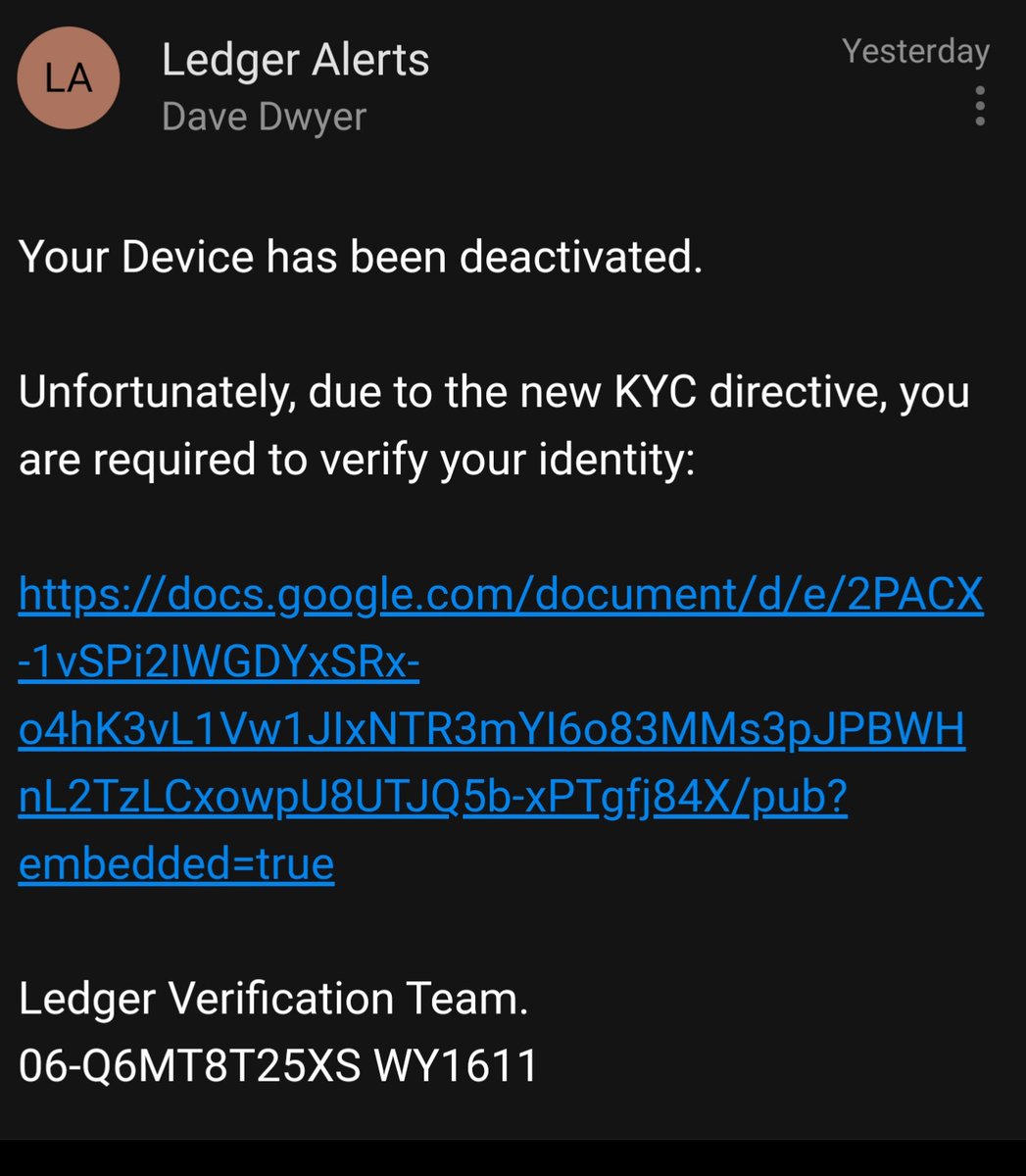 davedwyervideo's tweet image. So much effort gone into this one! 😂 #seemslegit #Ledgerhack #LedgerLeak #Ledger