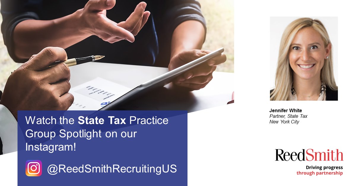 rsLegalRecruit's tweet photo. Episode 4 of our Practice Group Series features @reedsmithllp's State Tax group. Jenn White, a partner in our New York City office, shares the details on our Instagram: https://t.co/4u5LbnAJGy. #BigLaw #1L #2L #3L #OCI #statetax https://t.co/zVnlPpANxE
