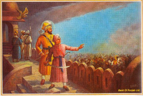 Baba Ji asked Guru Sahib, "Permit me, dear father, to go where my brother has gone. Don't say that I am too young. I am a Singh, a Lion, of yours. I shall prove worthy of you. I shall die fighting, with my face towards the enemy, with the Naam on my lips and the Guru in my heart"