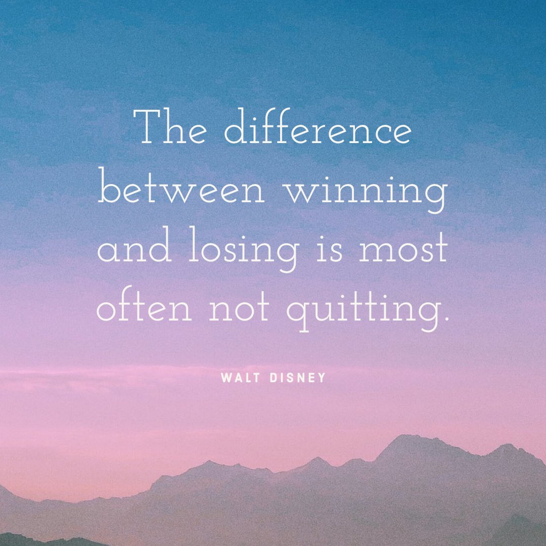TheGoodListApp's tweet photo. “The difference between winning and losing is most often not quitting.” — Walt Disney #InspirationalQuotes #MotivationalQuotes #dailyquotes #Mindfulness #courage https://t.co/4irvg75TBv