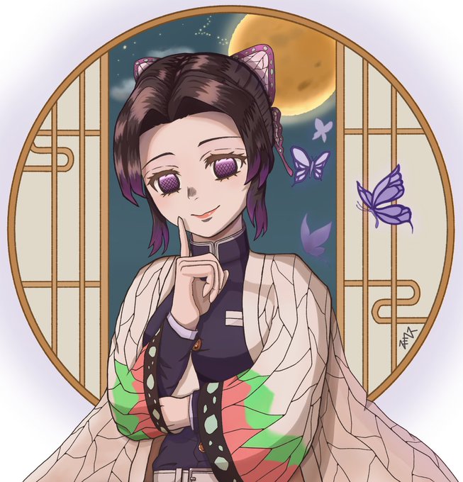 Ｗ・スミスさんがTwitterに投稿した胡蝶しのぶ(鬼滅の刃)のイラスト。