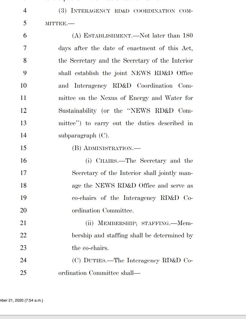 Sure, let's start another bureaucracy. We definitely don't have enough people on the federal payroll watching porn and copy pasting reports all day. Say hello to the "NEWS RD&D Committee on the Nexus of Energy and Water for Sustainability"