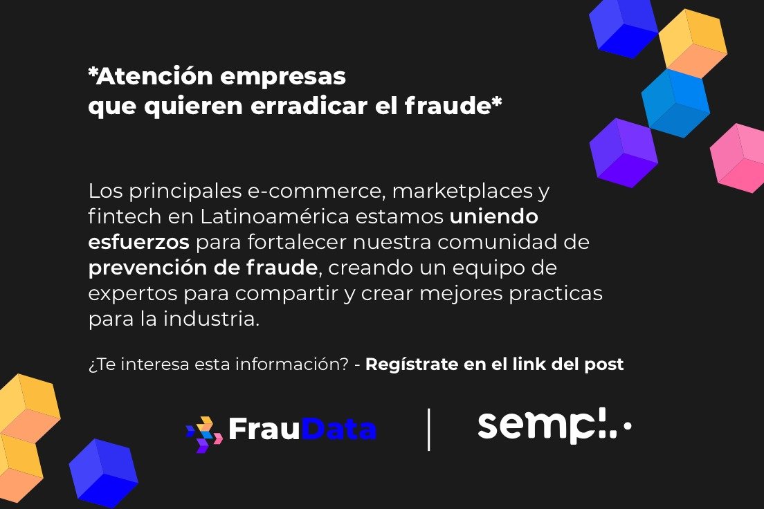 sempli_co's tweet photo. Estamos trabajando con @truora para crear una comunidad empresarial para la prevención del fraude. ¿Quieres unirte? Conoce más aquí: https://t.co/GBHbkVvoyL

#FrauData https://t.co/ml6WeKXkV2
