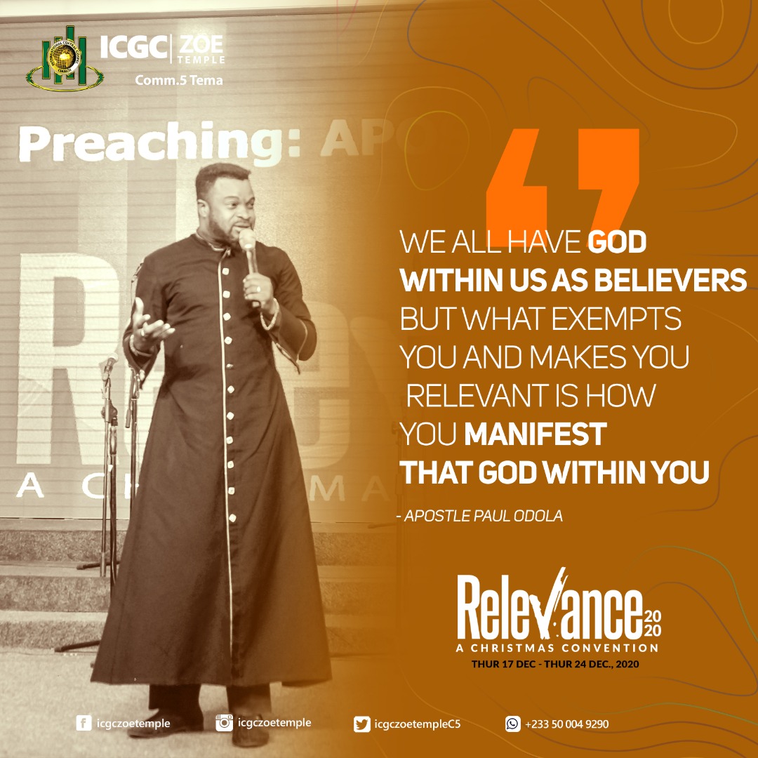 icgczoetempleC5's tweet photo. Quotes from Relevance 2020
Some quotographs from Apostle Paul Odola. Get connected
SPEAKING This Evening is Apostle Odola.
Don't miss out and feel free to share this snippets_
#icgczoetemple
#Relevance2020 https://t.co/k6o4GcAFZF