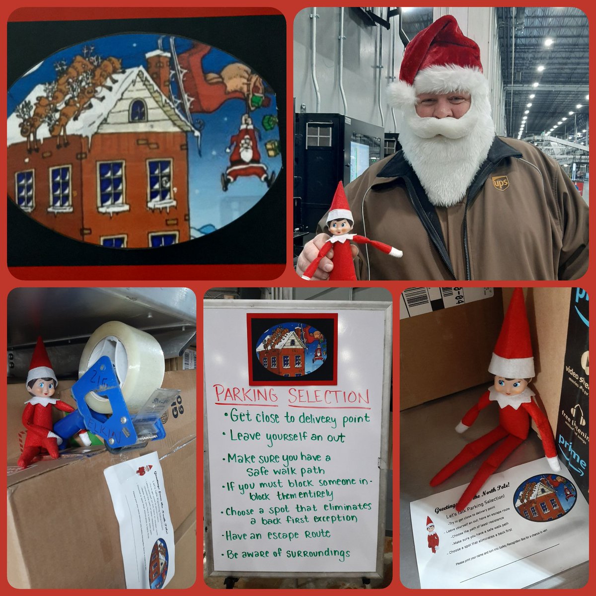 Santa and Penny spreading their safety cheer! #santashere #heskindofabigdeal #parkingselection #parksafe #pennypeakiswatching