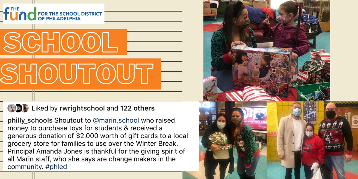 "Luis Muñoz Marín School raised money to purchase toys for students &amp; received a generous donation of $2,000 worth of gift cards to a local grocery store for families to use over the Winter Break. Marin staff are change makers in the community."-<a href="/PHLschools/">Philadelphia Schools</a> 

#FundPHLSchools
