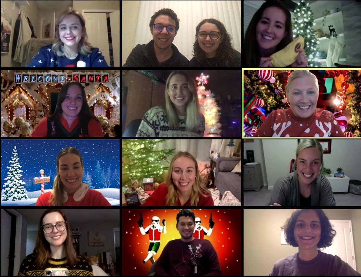 CarlyMcMorris's tweet photo. The #enhancelab holiday party was a huge success - ugly sweaters, festive zoom backgrounds, a scavenger hunt, and good company. I am so incredibly lucky to work with and learn from these amazing people everyday. Can't wait to see what is in store for us in 2021! Happy holidays! https://t.co/ejyc91N0r5