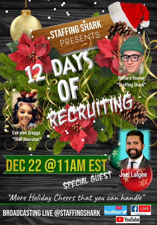 TrapRecruiter's tweet photo. It’s the final day of #12DaysOfRecruiting!
Tune in to part one of the finale LIVE at 11AM EST w/special guest, Joel Lalgee! https://t.co/uptcwPUb0V