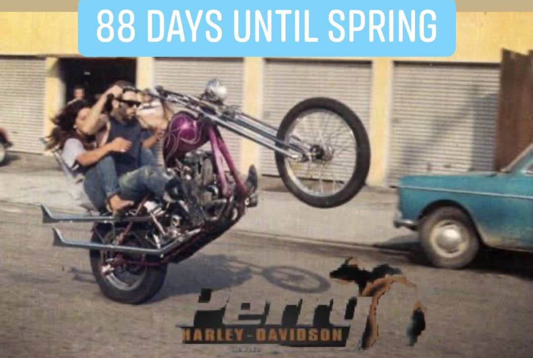 PerryHD1's tweet photo. First week of winter and all we can think about is how close spring is… #FreeJoyRides @PerryHD1 https://t.co/7yivZ2QYAe