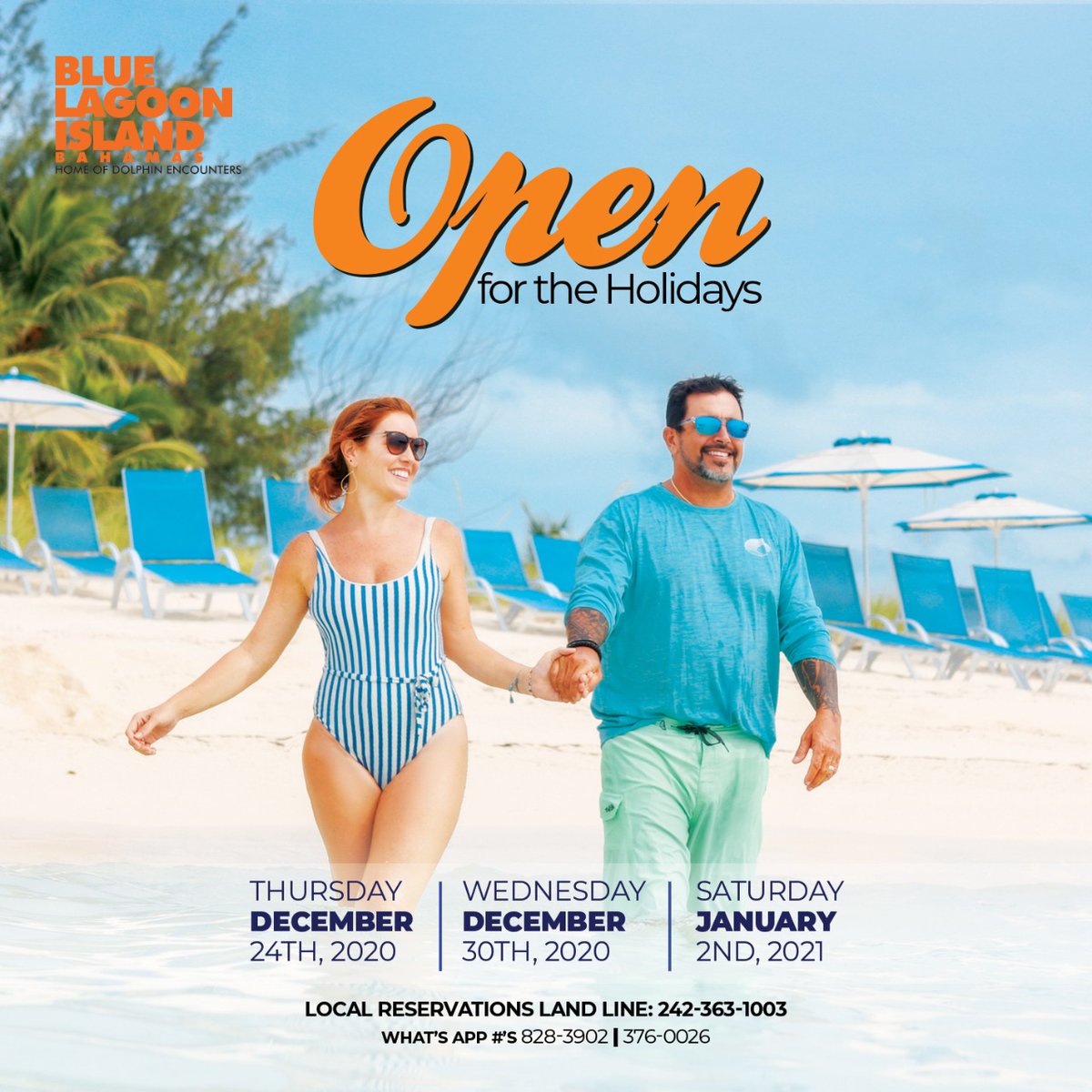 BlueLagoonIslnd's tweet photo. We are thrilled to share that we are opening for a few more days during the holidays!! ☀️

More days open = more days for you to spend on our private island paradise! 🏝

Book today by calling 242-363-1003, or WhatsApp 828-3902 or 376-0026 

OR

https://t.co/TZcd21H9KM https://t.co/i8iEx6TrsE