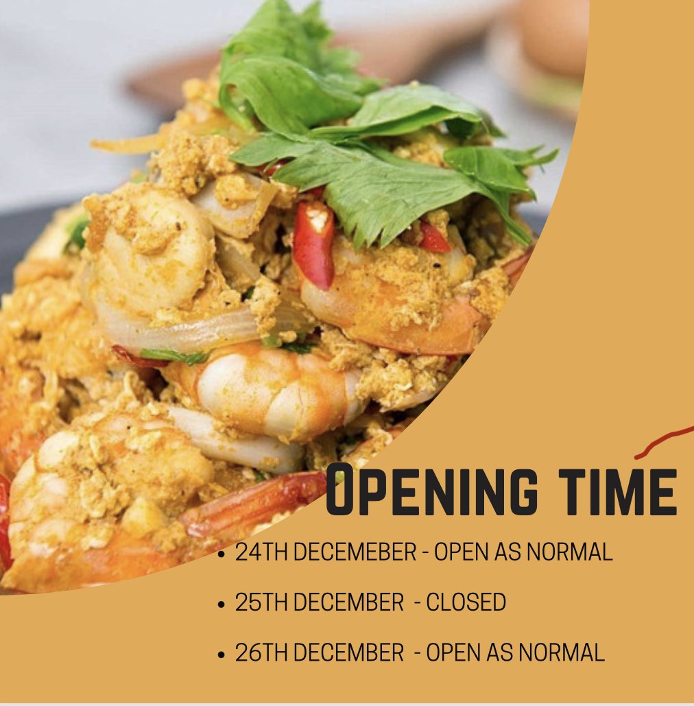 Thai Kitchen will be closed on Christmas day only. We open as normal on 24th and 26th onwards. 🥳🥳🥳🥳🥳🥳