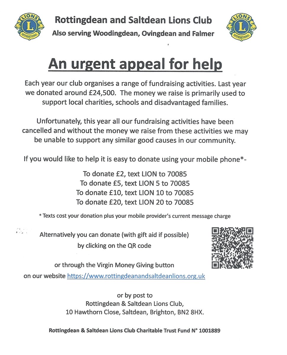 RandS_Lions's tweet photo. Regrettably, this year, Covid has curtailed virtually all our traditional fundraising activities. To enable us to continue with this and other important community support projects we urgently need donations. Please donate to the Lions using the links below and please share this. https://t.co/HIqW7kHAZI