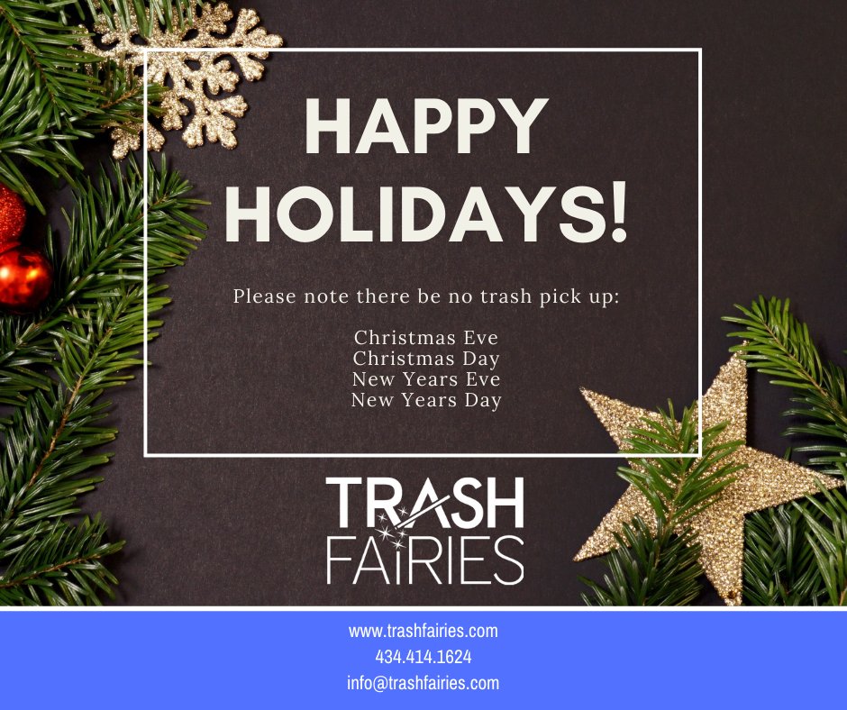 Friendly reminder of the upcoming holidays valet trash service schedule! There will be no trash pick up on Christmas Eve, Christmas Day, New Years Eve, and New Years Day. We invite all residents to use the compactor located at the front entrance for trash disposal on these days.