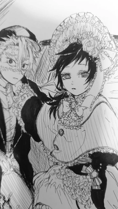 辛抱堪らなくなってフリルたっぷりぎゆさんらくがき…!
実弥さんのお洋服は失敗したのでごまかしフェードアウト…?
大好き謎時空!!! 