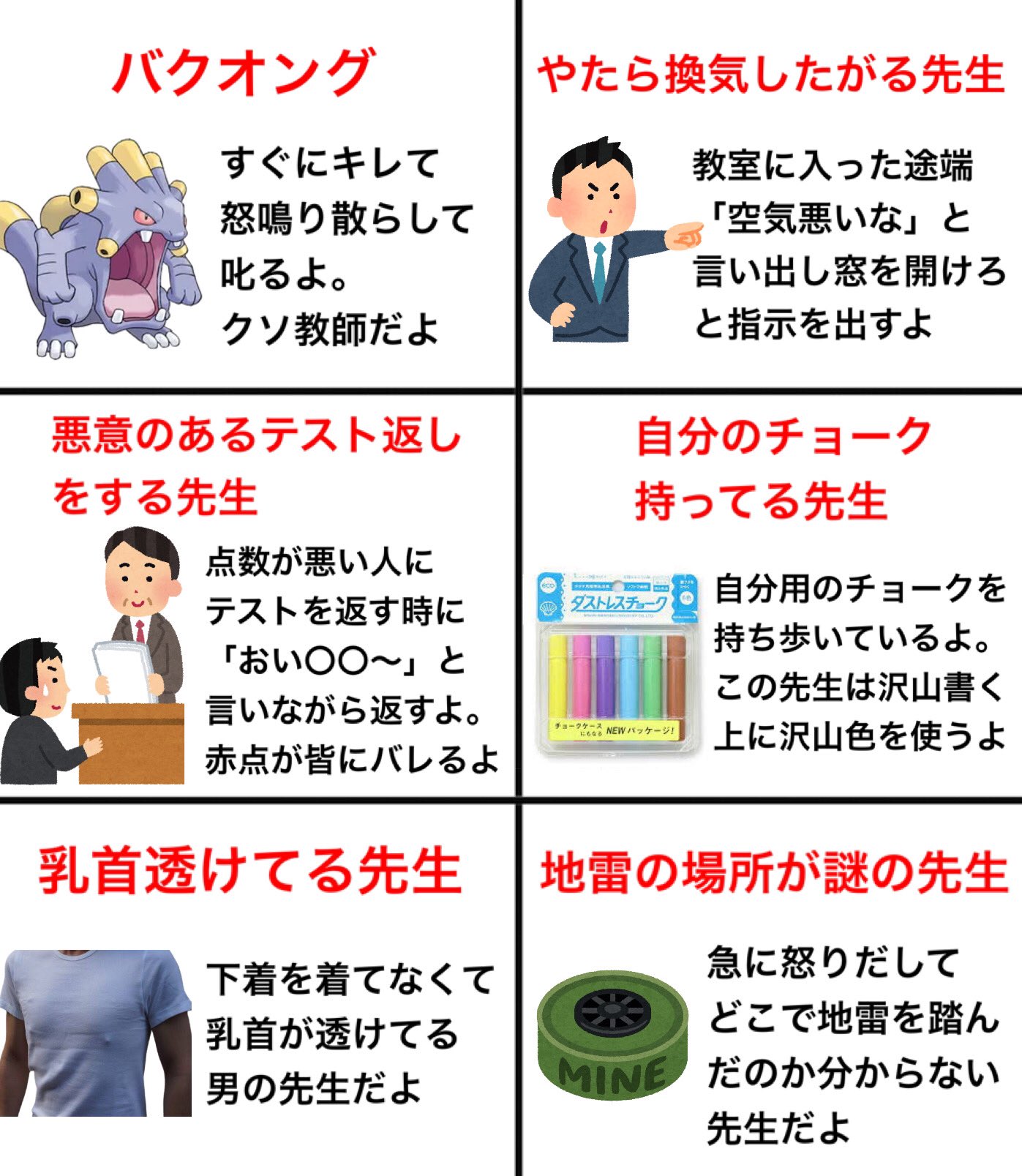 キムテス 学校の先生図鑑を作りました T Co Y840ycjyku Twitter