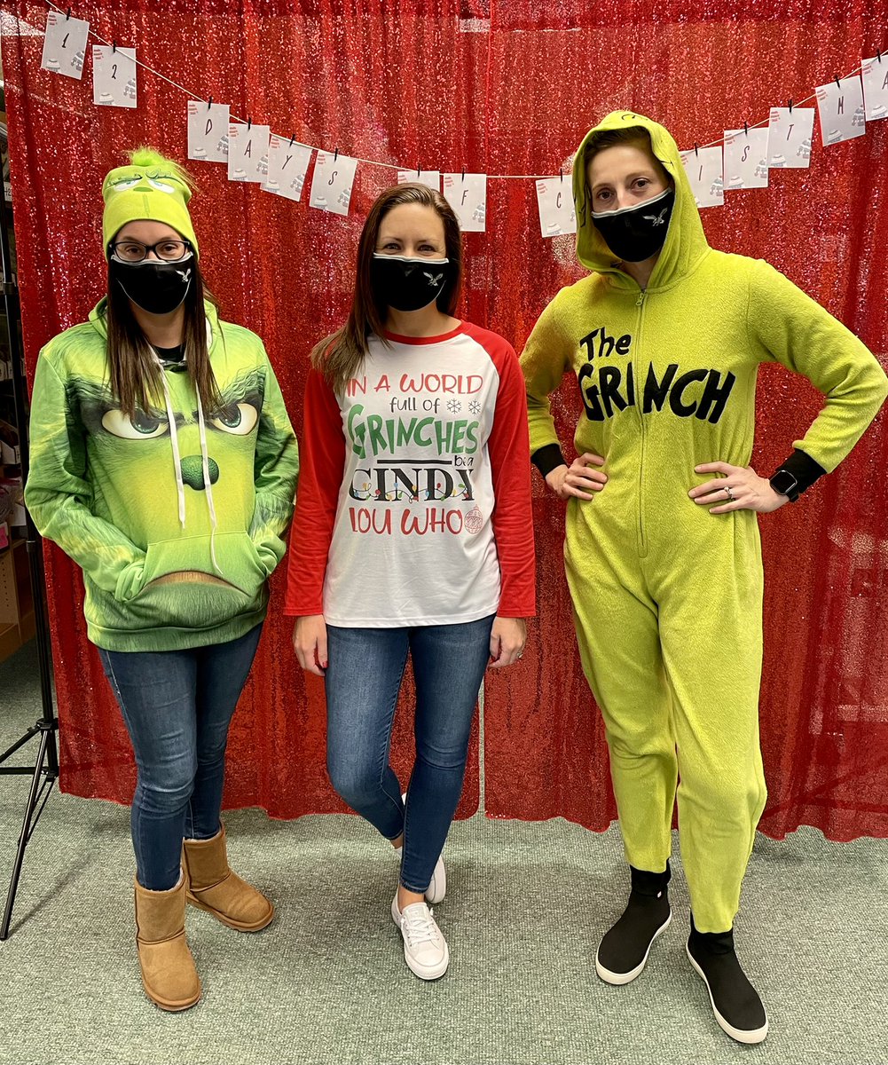 Two Grinches and a Cindy Lou Who 😂🤷🏻‍♀️ #GrinchDay #BSESSpiritWeek @TaraCornwall <a href="/BSESShamWOW/">Mrs Shambach</a>