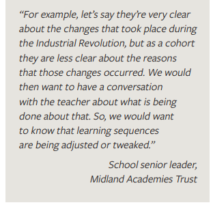 This means that discussions and monitoring are about actual pupils and actual learning, not numbers
