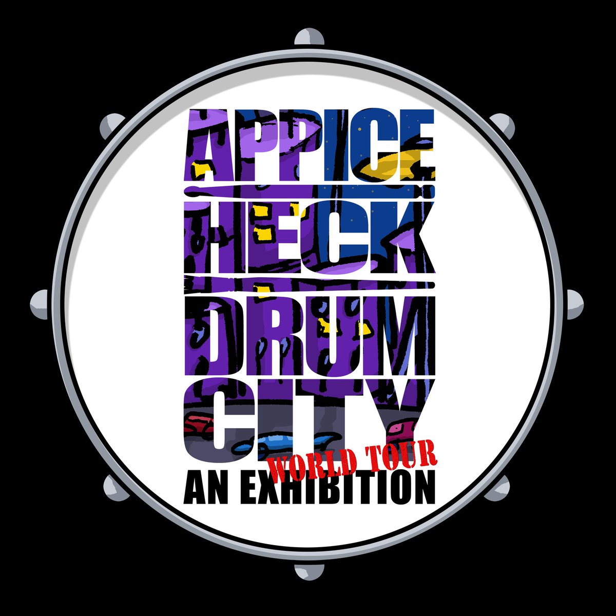 Drum City exhibition going on now! <a href="/carmineappice1/">Carmine Appice</a> and <a href="/Edheck/">Frandika Damopolii</a> collaboration with a tour of the most remarkable places in the world with a drum theme! ❤ 

stakenborg-greenberg.com 

#rockart
#artist 
#ArtistOnTwitter 
#popart
