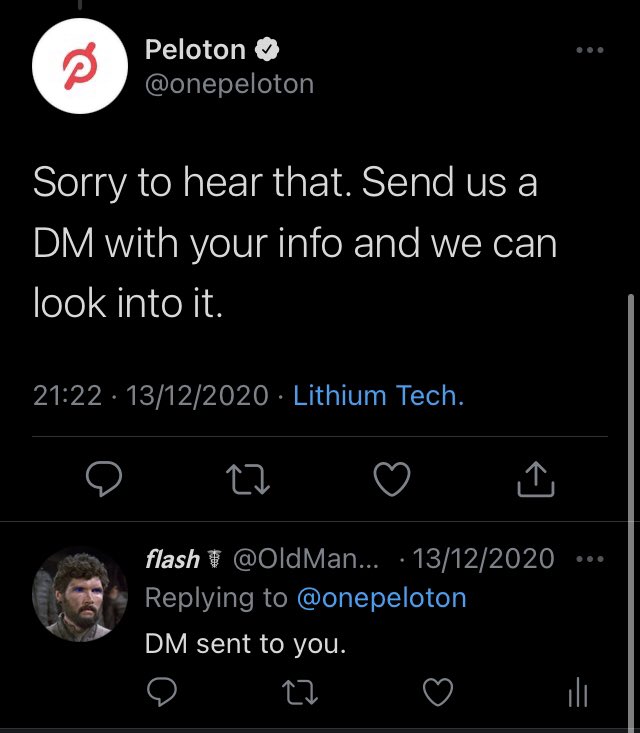 OldManFlash's tweet photo. @onepeloton
@KevinCornils @keylargofoley Well, this never happened, did it (see pic)... 110 days now w/still no reply via email, no advice, limited communication, #pelotonwith no customer service. #Peloton @BBCWatchdog https://t.co/HWD0EeV4ls