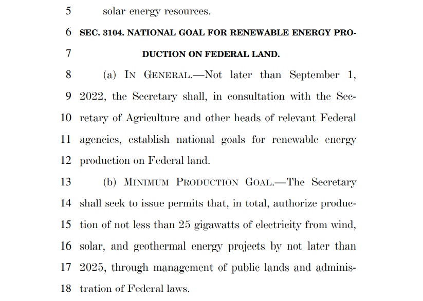 Feds establishing a minimum of 25% renewable energy production from federal lands. No wonder those SPACS are all taking off, they're about to bleed taxpayers dry.