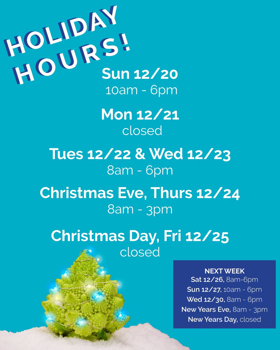 Holiday hours!