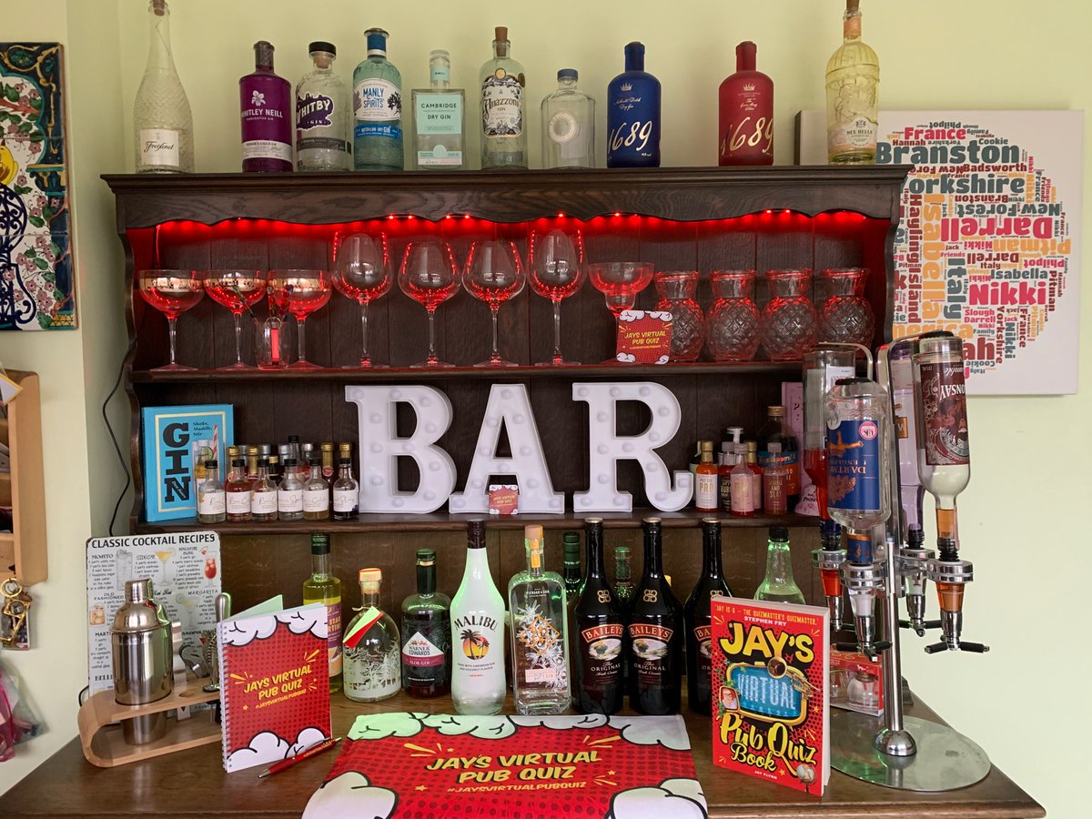 IsabellaPitman's tweet photo. @TheVirtualPubQ1 wasn’t expecting this delivery. The never ending package of Jay’s Virtual Quiz supplies. Thank you Jay 🙌🏻🥂 Can you spot them all? https://t.co/xPtDnqgBH0