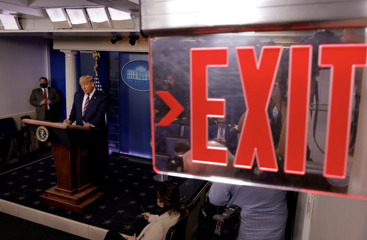 U.S. President Donald Trump speaking about the 2020 U.S. presidential election results in the Brady Press Briefing Room at the White House in Washington LEAH MILLIS  @Reuters