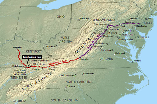 Even more important was the Wilderness Road that connected the Wagon Road through Cumberland Gap and into Kentucky. These migrants then populated the lower Midwest.