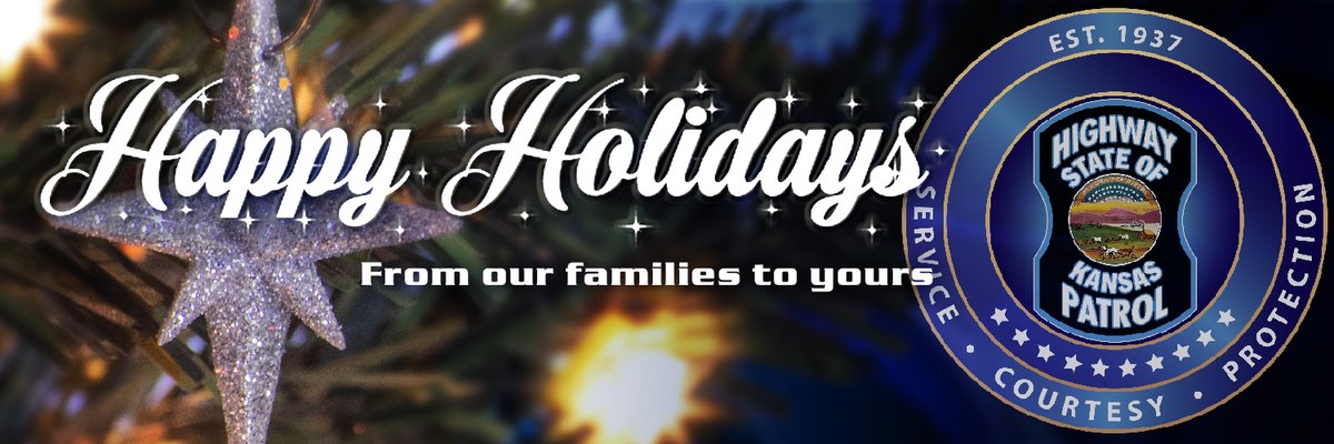 kshighwaypatrol's tweet photo. From our family to yours, we wish you #MerryChristmas and happy holidays. 

Be sure to #BuckleUp and #DriveSafe if you are traveling. 

Call our dispatchers at *47 or *582 for @KansasTurnpike if you are in need of assistance. https://t.co/NDXf4DoCcZ