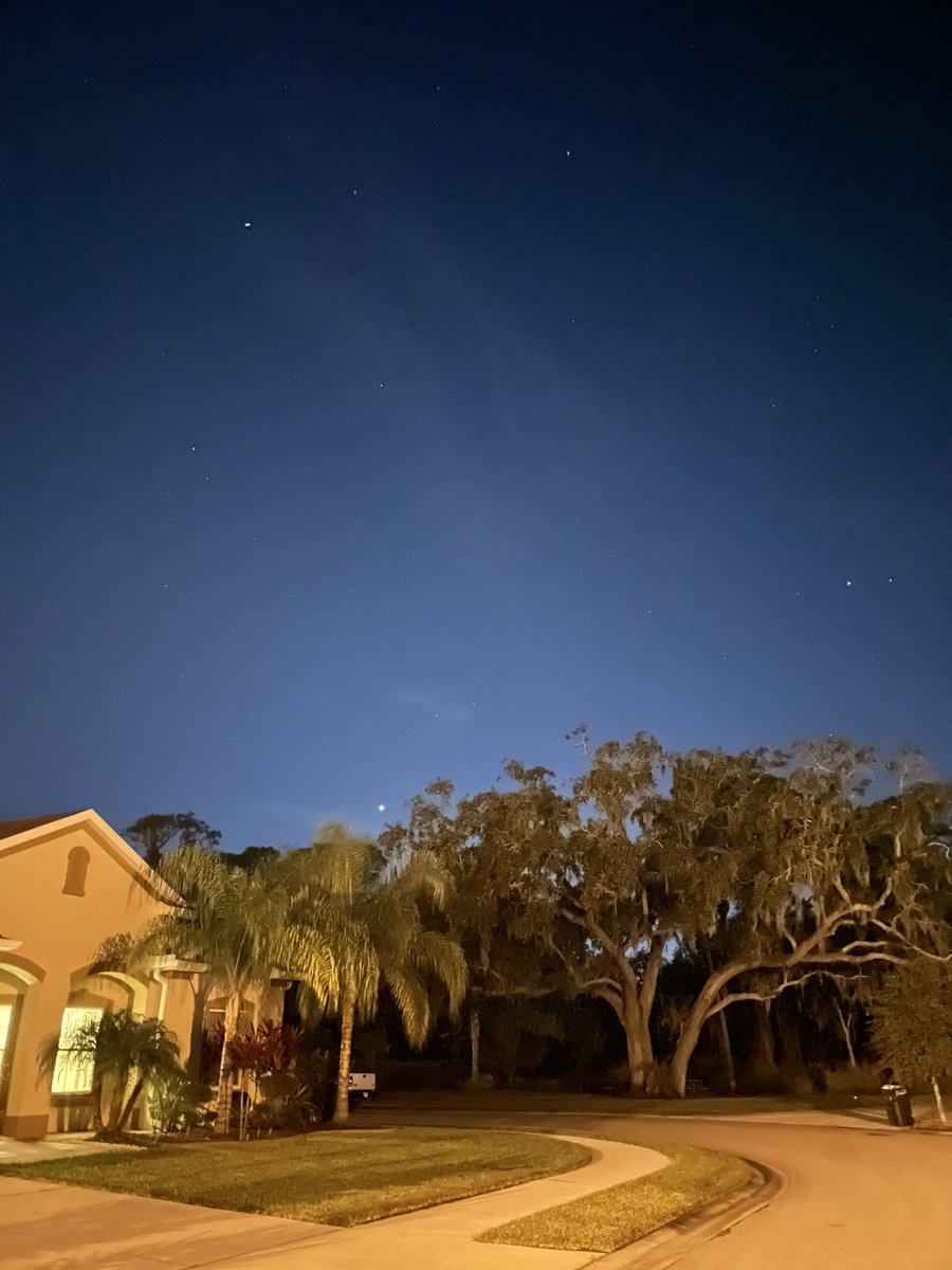 cassfrass4's tweet photo. We witnessed the ‘great conjunction’ of Jupiter &amp; Saturn last night, just above our neighborhood tree line. https://t.co/01leIunVdL