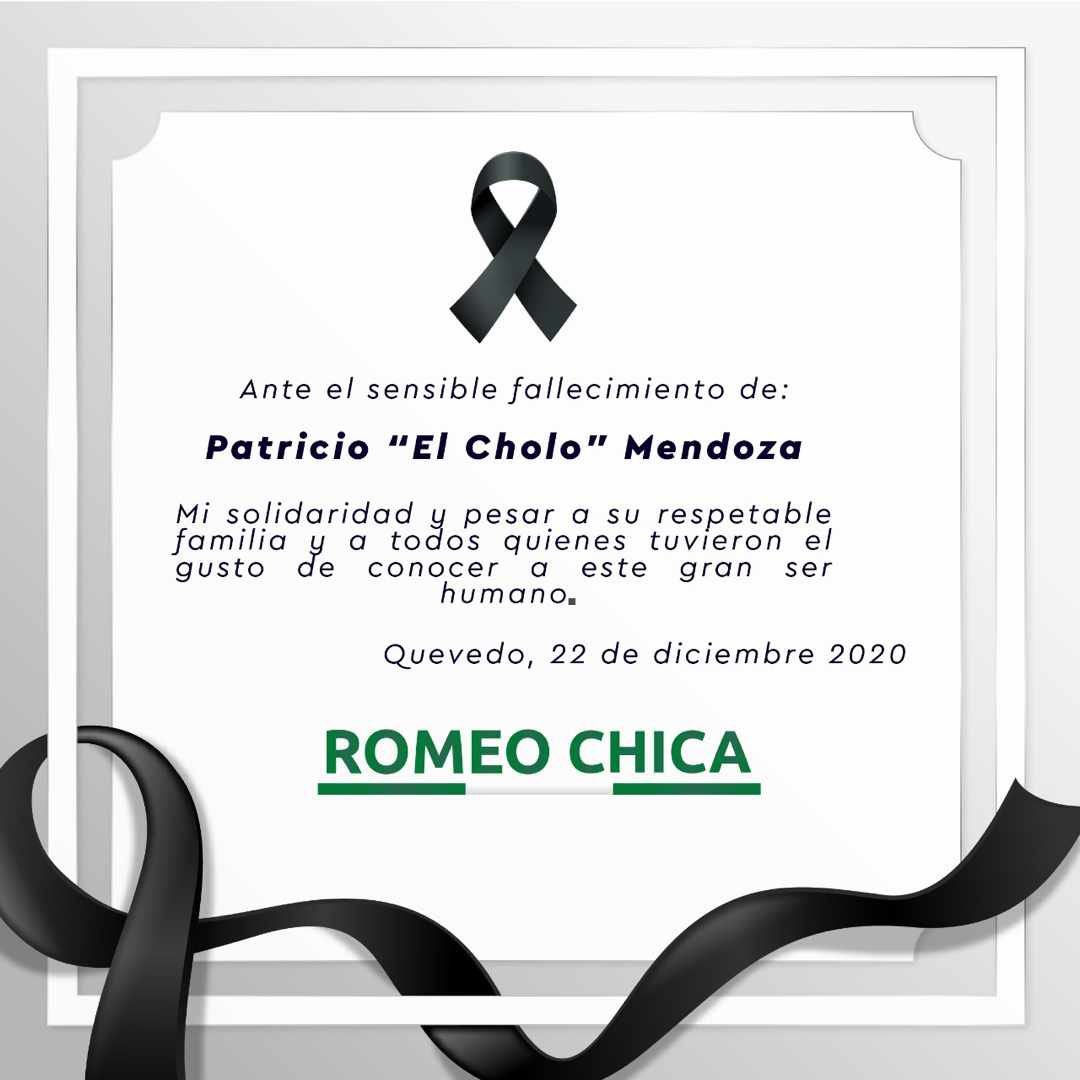 RomeoChica's tweet photo. Mi solidaridad a la familia de @Elcholo_mendoza https://t.co/W4iCMNm818