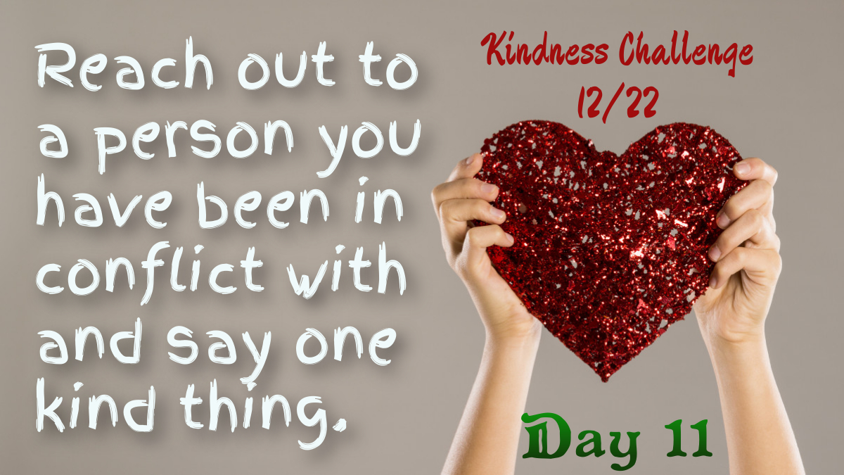 It's Day 11 of the #12DaysOfKindness Challenge! It's not always easy to get along with people, but conflict is just connection trying to take place through a barrier. Extend an olive branch, people are worth it. <a href="/ChurchHealth901/">Church Health</a> <a href="/talkOTR/">Off the Record Youth Counselling</a> <a href="/HarvilleHelen/">Harville Hendrix & Helen LaKelly Hunt</a> #imagodialogue #connection