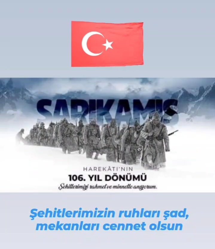 Bugün hepimizin yüreği bir başka üşüdü, yaşarken buz kestik...
SARIKAMIŞ ŞEHİTLERİMİZİ rahmet, minnet ve sonsuz saygıyla anıyorum. Ruhları şad olsun 🇹🇷
#SarıkamışSehitleri