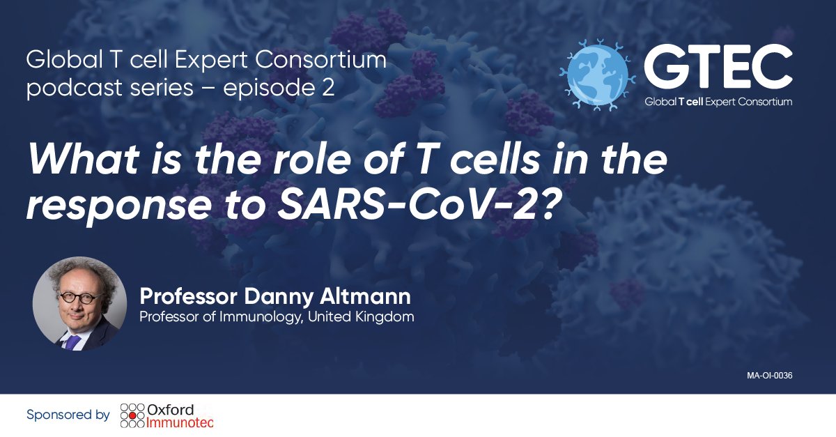 OxfordImmunoEUR's tweet photo. Listen to our interview with Prof. Danny Altmann, Professor of Immunology at Imperial College London, on the role of T cells in the response to SARS-CoV-2. To listen to this podcast, visit: https://t.co/8TJdnWM9ut
#tcells #immunology #tcelltesting #vaccines #sarscov2 #covid19 https://t.co/910BEp89Ji