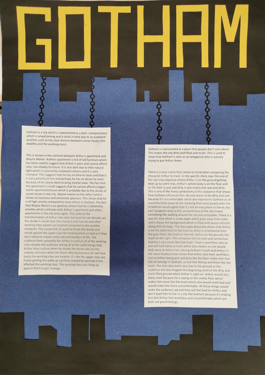MsMackinnon's tweet photo. Shout out to my amazing Higher Media class who worked away like troopers on the last day of term to finish these fantastic posters lookinging at Representations in Joker!

What a bunch of super stars!! 🏅🏆😁🦸‍♀️🦸 https://t.co/OkJDWvzmj6