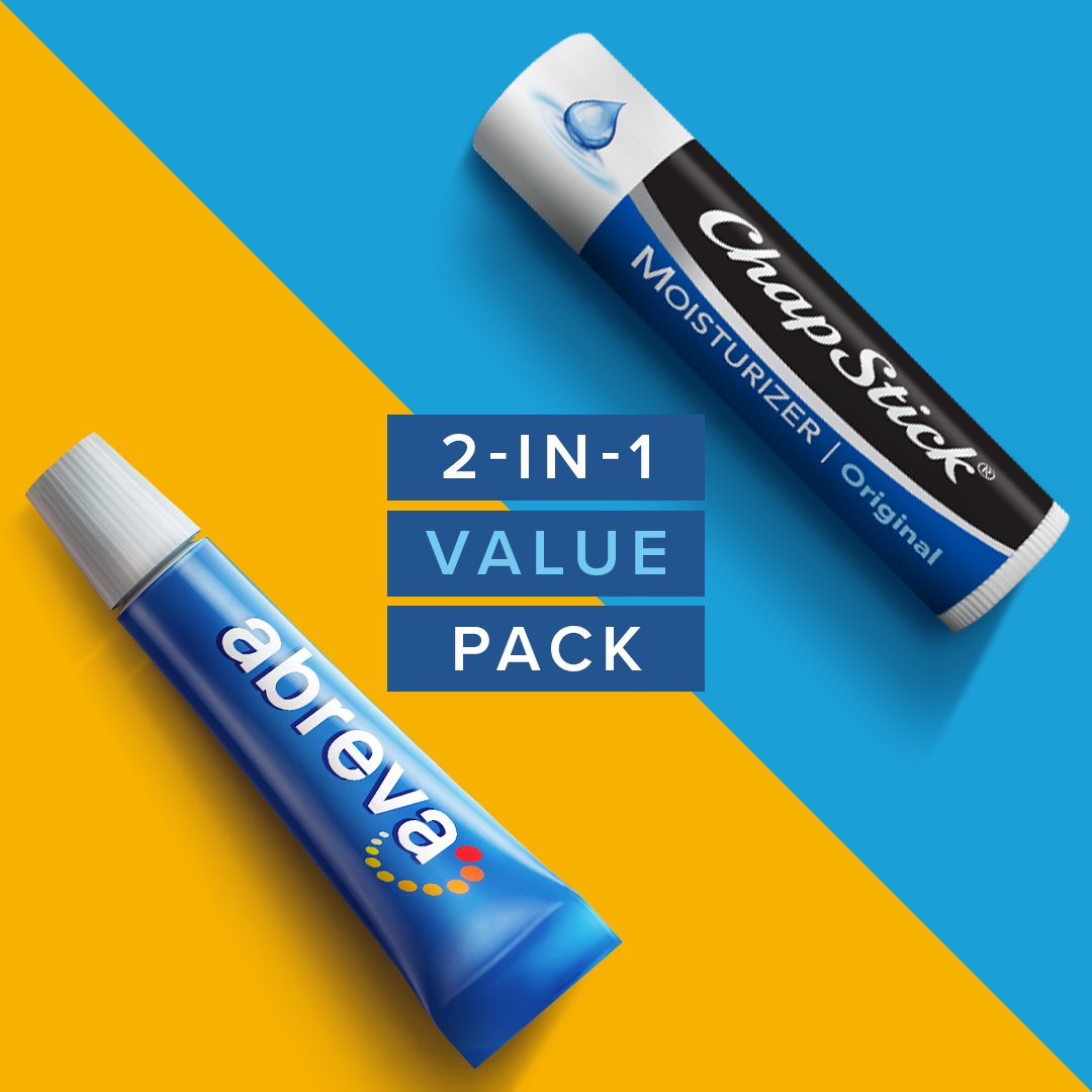 abreva's tweet image. Abreva and ChapStick are now available in 2-in-1 value pack on Amazon.com. Pick one up today! amzn.to/2WETO4q