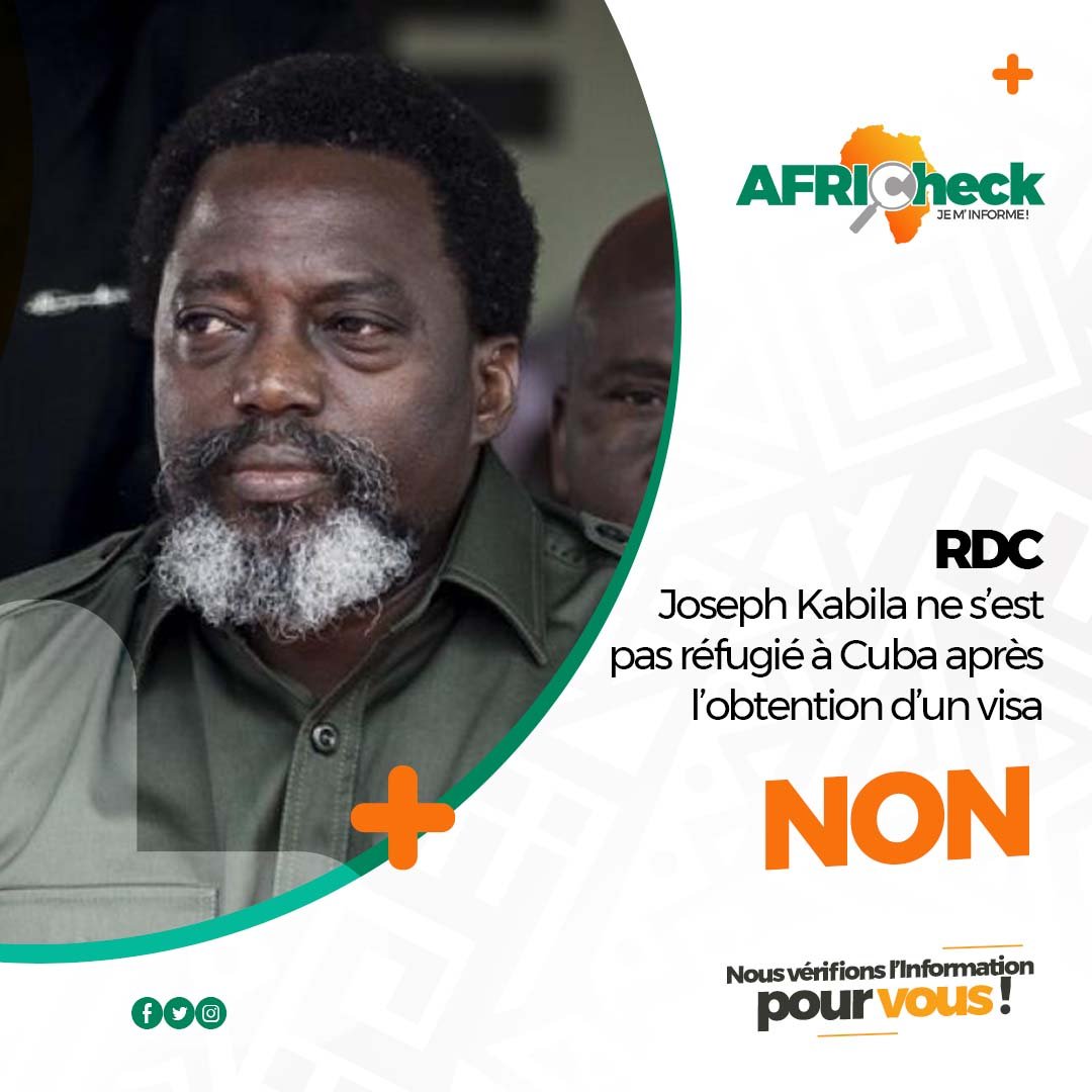 Afric_check's tweet photo. Fake news/RDC

Depuis le 17 Décembre, des publications sur Facebook engendrant plusieurs partages estiment que Joseph Kabila se serait réfugié à Cuba où il aurait obtenu un visa long séjour. C’est Faux

#RDC #Africheck #Fakenews #africa #Politique https://t.co/FSjEA0uVsc
