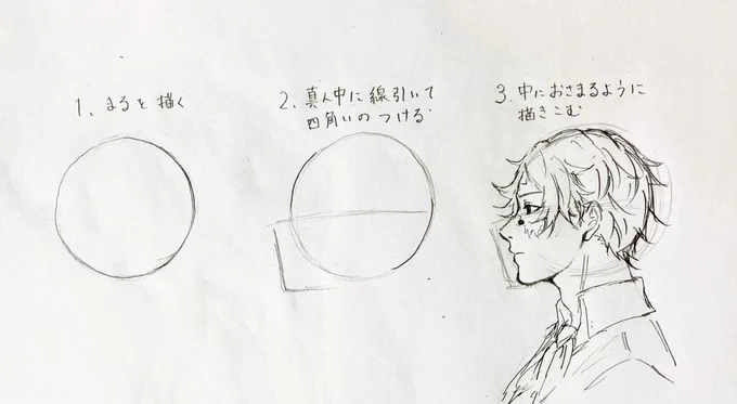 自分がよくやってる横顔の描き方
お前も横顔を描かないか??(某鬼風) 